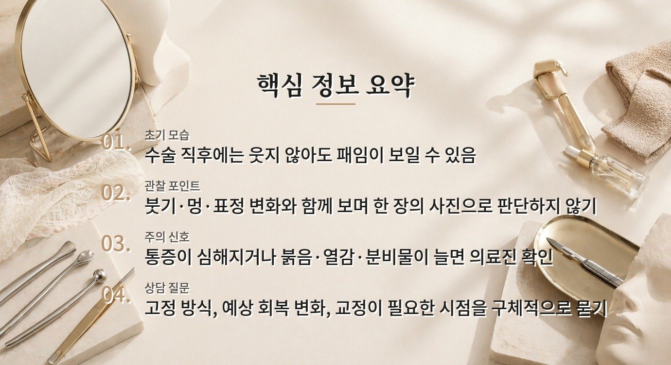 보조개수술 후 웃지 않아도 패여 보일 때, 초기 유착과 자리 잡는 과정을 보는 법 비교 가이드
