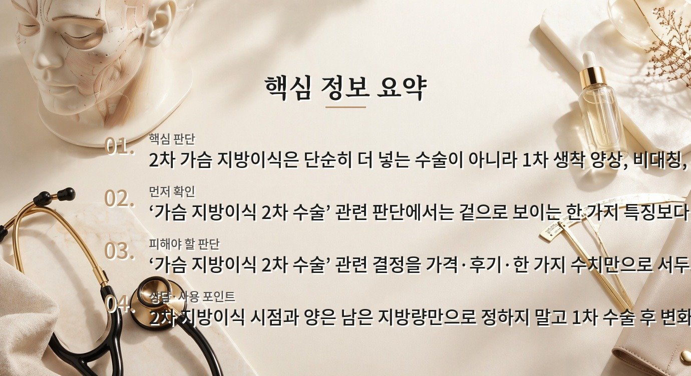 가슴 지방이식 2차 수술, 남은 지방보다 흡수·비대칭 기록을 먼저 보는 이유 비교 가이드