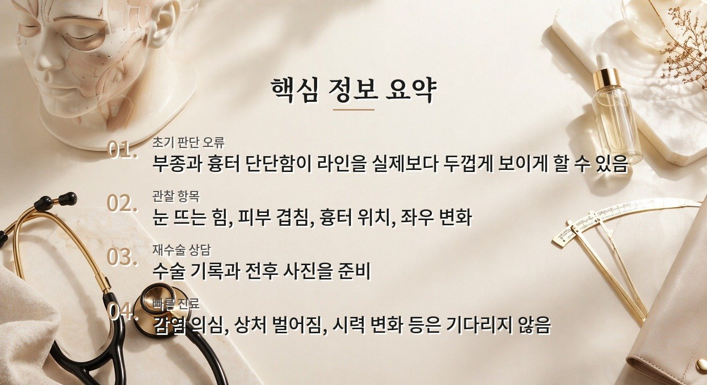 쌍꺼풀 재수술 시기, 붓기가 덜 빠진 상태에서 판단하면 안 되는 이유 비교 가이드