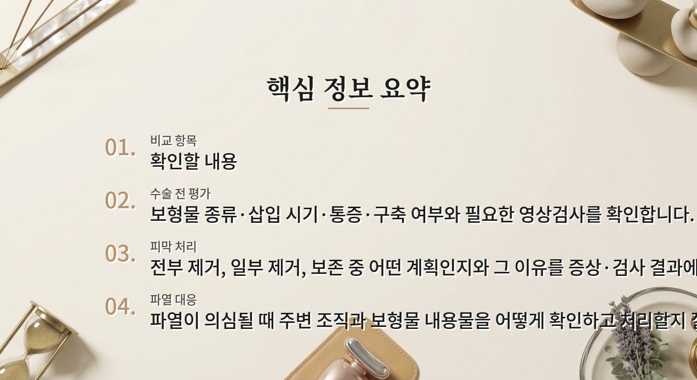 가슴 보형물 제거 병원, 피막·파열 검사와 거상 병행 설명을 비교하는 법 비교 가이드