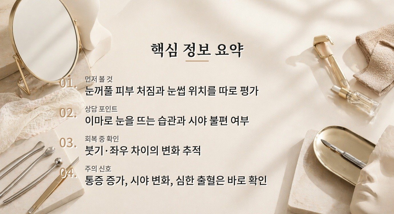 남자 상안검 수술 전 눈썹 높이와 피부 처짐을 따로 보는 이유 비교 가이드