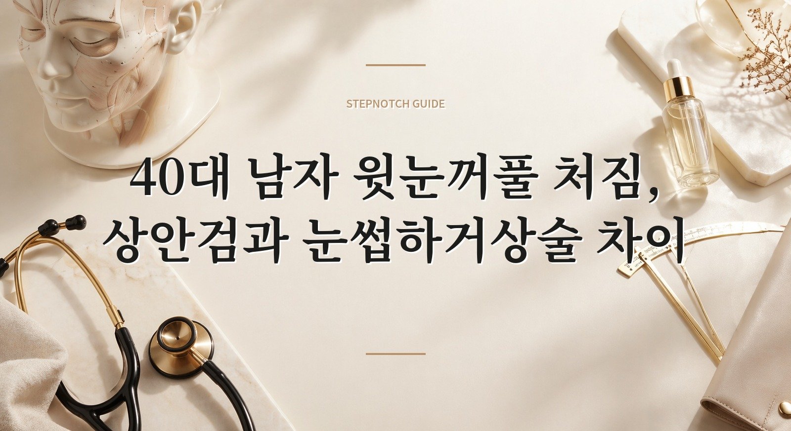 40대 남자 윗눈꺼풀 처짐, 상안검과 눈썹하거상술 차이 핵심 정보