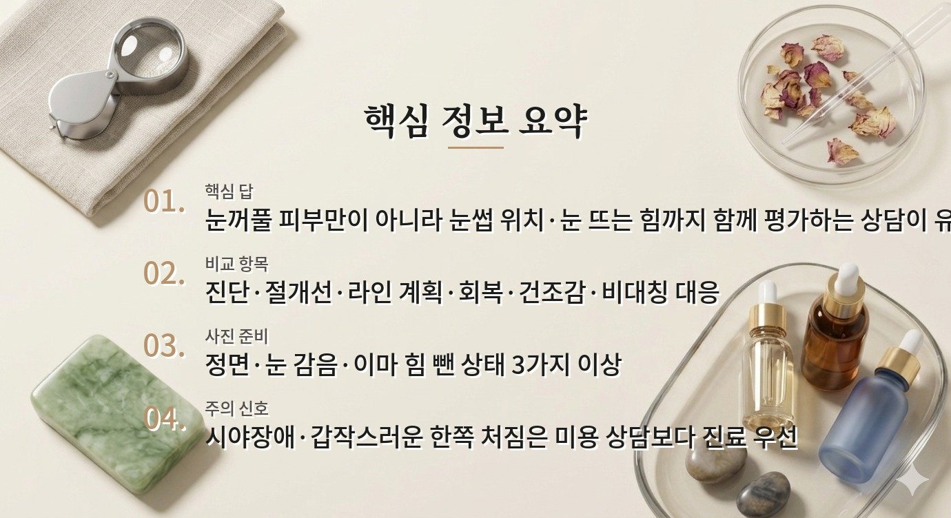 남자 상안검 수술 병원은 눈썹 처짐까지 같이 봐야 하나요? 비교 가이드