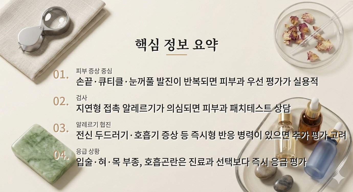젤네일 알레르기 병원은 피부과와 알레르기내과 중 어디를 먼저 가야 하나요? 비교 가이드