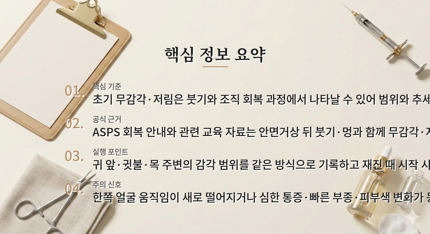 안면거상술 후 귀 주변 감각 저하, 회복 추세와 재진 신호 비교 가이드