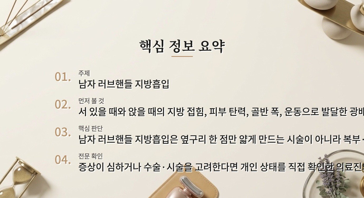 남자 러브핸들 지방흡입, 앞배보다 옆구리와 등 라인 연결이 중요한 이유 비교 가이드