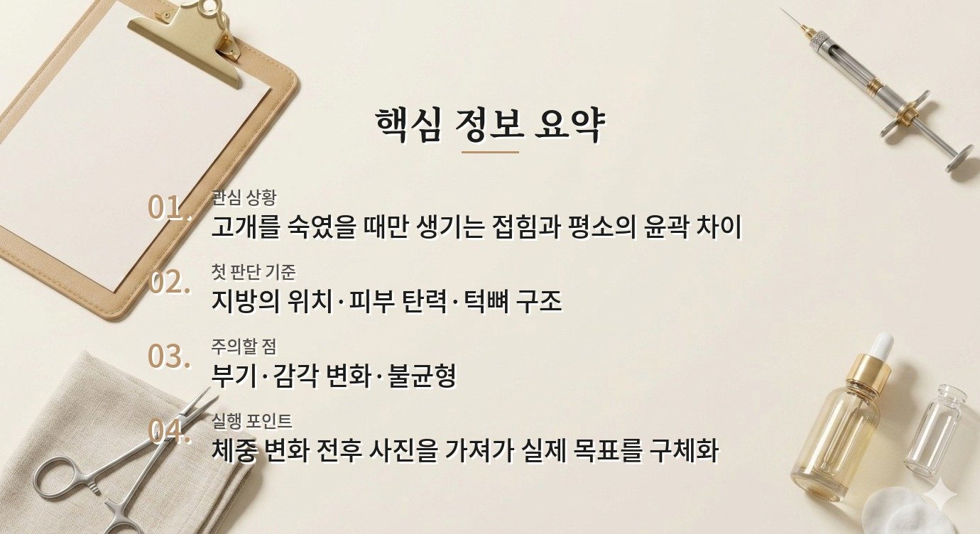 남자 턱밑 지방 제거와 피부 처짐, 상담에서 나눠 볼 문제 비교 가이드