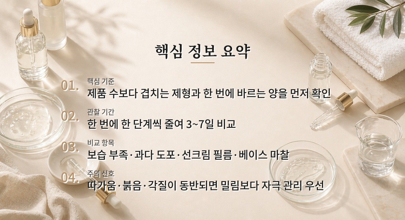화장이 밀릴 때 스킨케어 단계를 줄여야 하는 이유와 순서 비교 가이드
