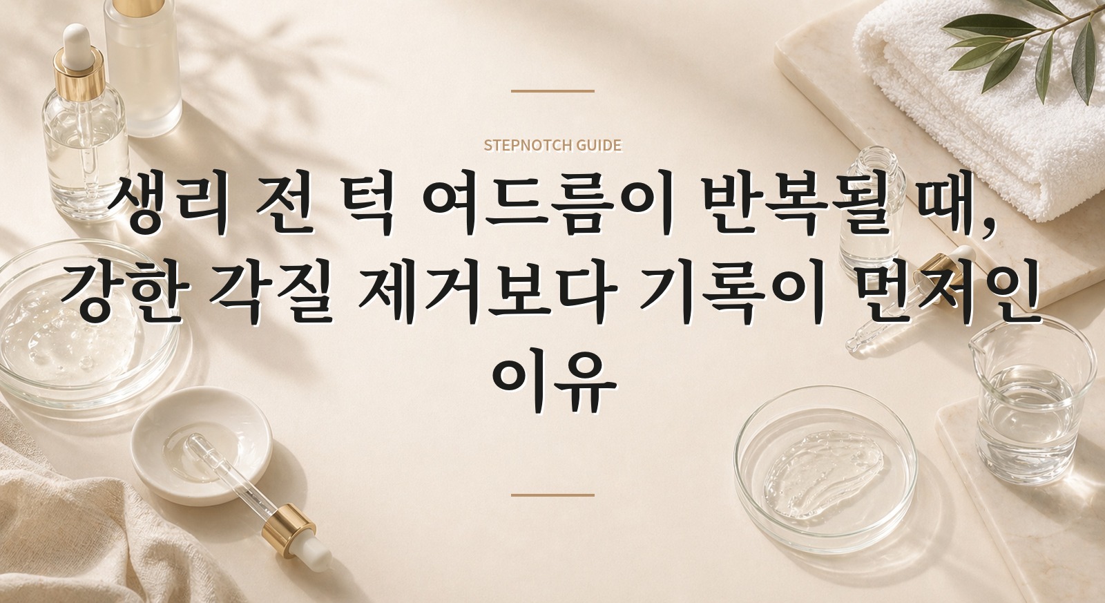 생리 전 턱 여드름이 반복될 때, 강한 각질 제거보다 기록이 먼저인 이유