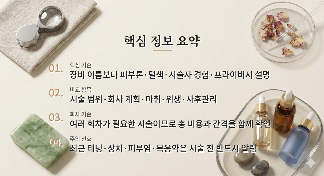 남자 브라질리언 레이저제모 병원은 무엇을 비교해야 하나요? 비교 가이드
