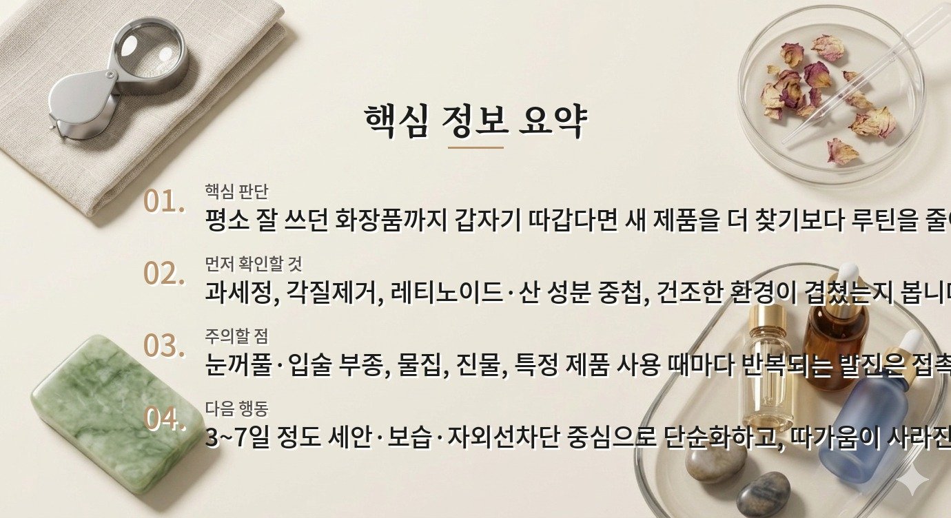 얼굴에 화장품이 갑자기 다 따가울 때, 피부장벽을 다시 세우는 순서 비교 가이드