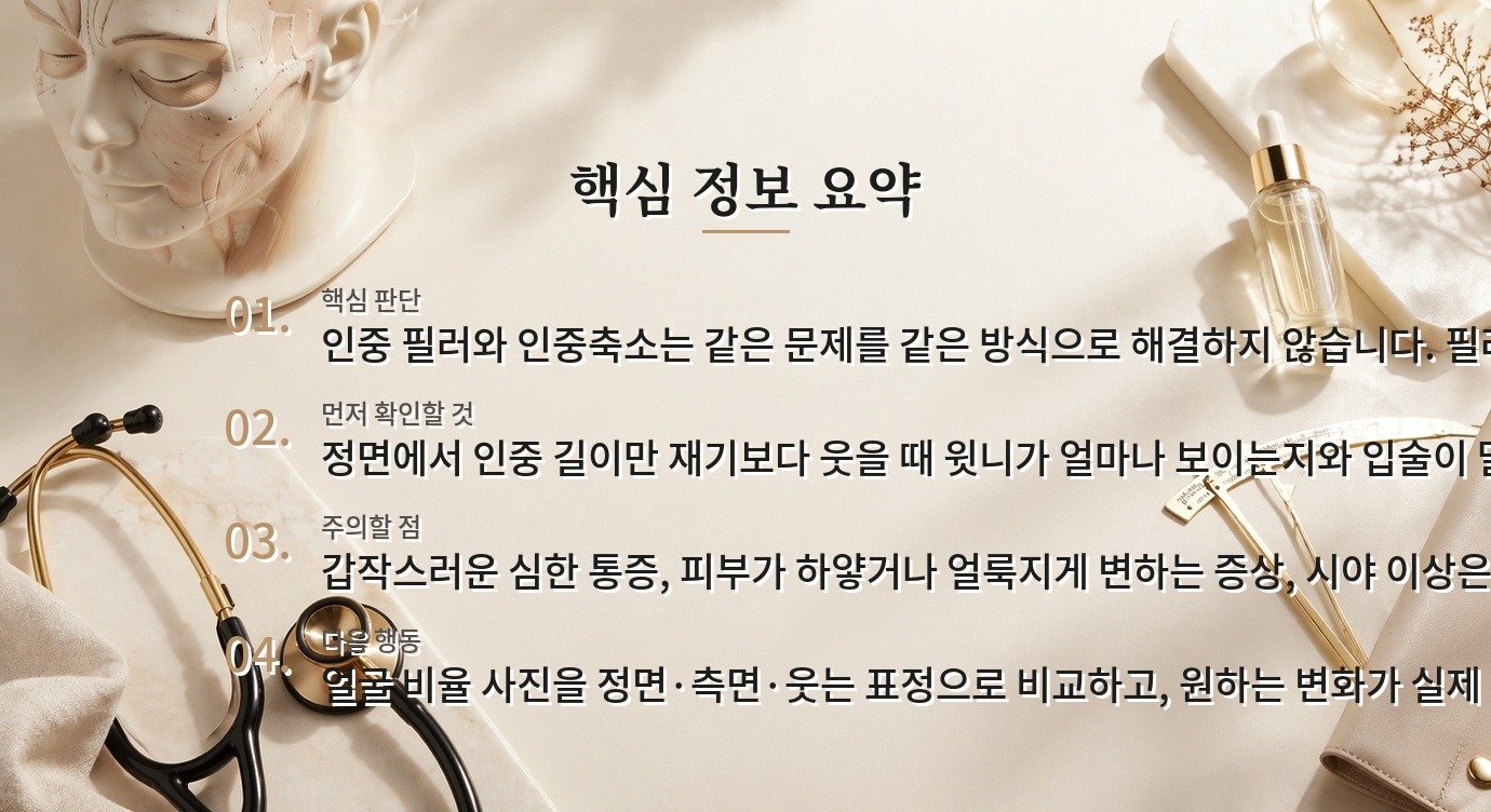 여성 인중 필러와 인중축소, 짧아 보이는 원리가 다른 이유 비교 가이드