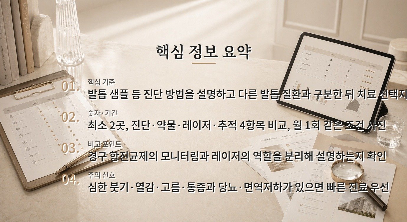 남자 발톱무좀 치료 병원, 레이저보다 진단검사와 약물 가능 여부를 먼저 보는 이유 비교 가이드