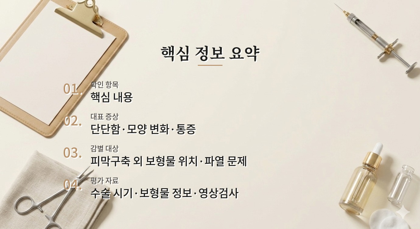 가슴 보형물 교체 전 피막구축인지 단순 촉감 변화인지 확인하는 기준 비교 가이드