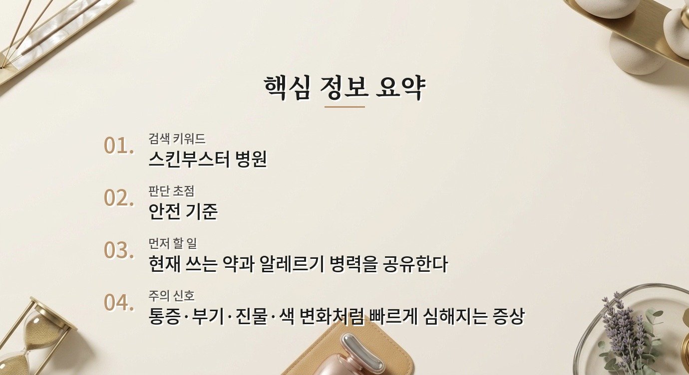민감성 피부 스킨부스터 병원 비교, 성분보다 테스트와 중단 기준을 묻는 법 비교 가이드