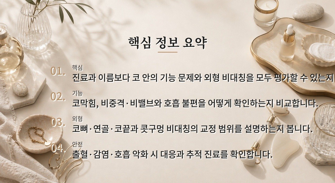 남자 휜코 병원, 이비인후과와 성형외과 상담 범위를 나눠 보는 방법 비교 가이드