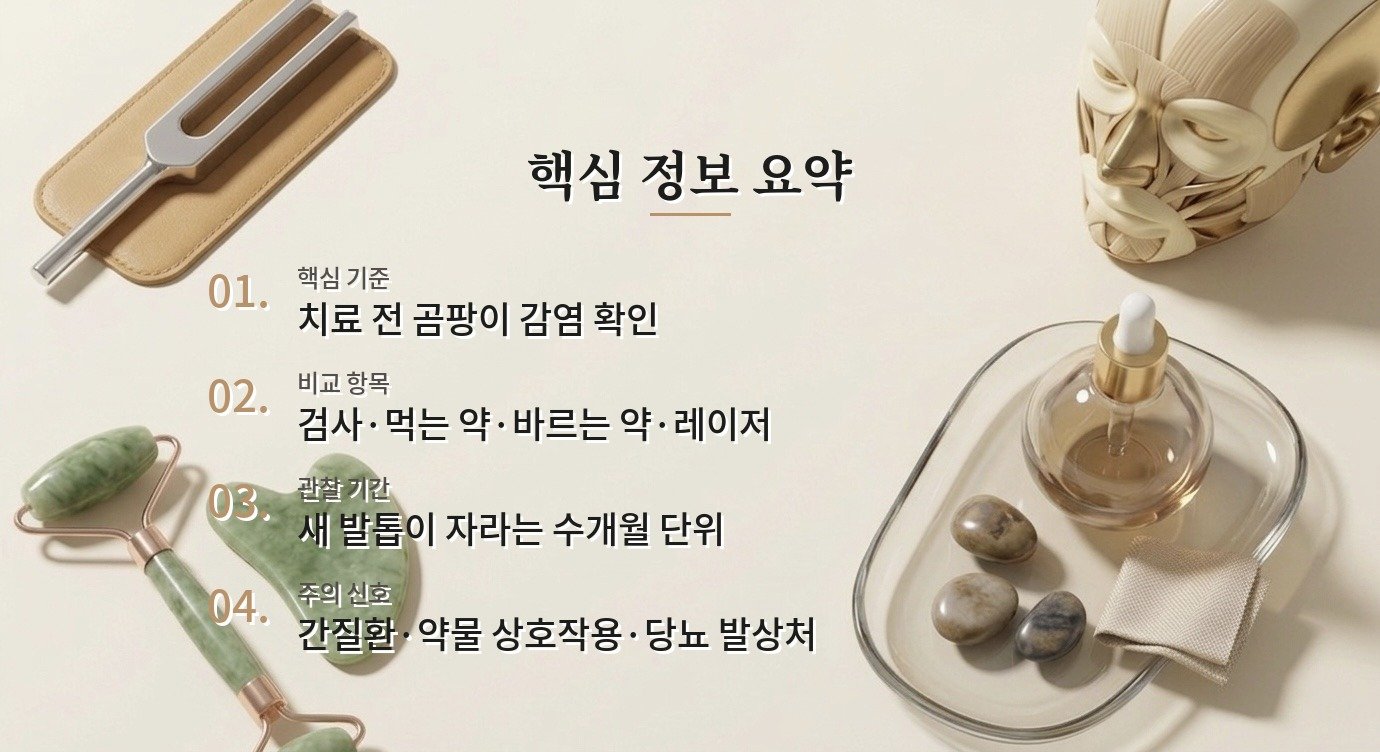남자 발톱무좀 병원, 먹는 약 전 검사와 치료 기간을 비교하는 항목 비교 가이드