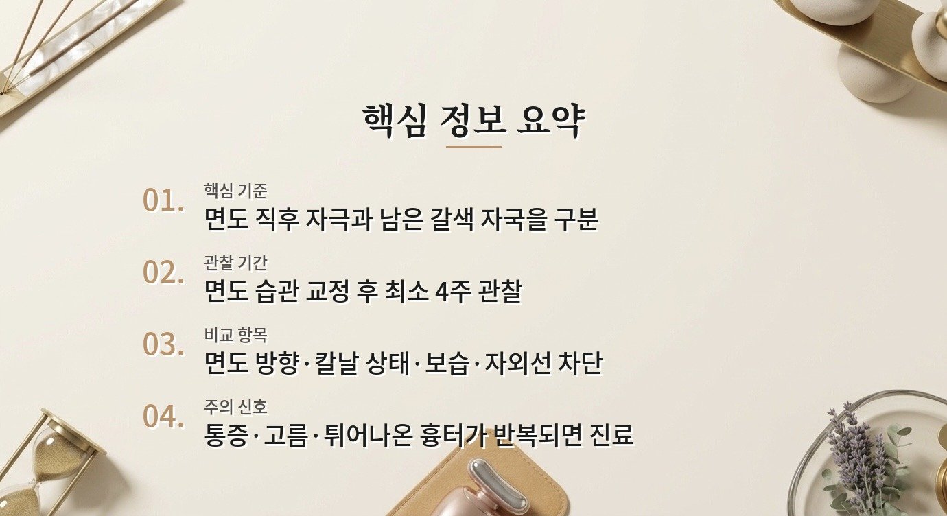 남자 면도 후 거뭇한 자국, 색소침착과 면도자극을 나눠 보는 관리 순서 비교 가이드