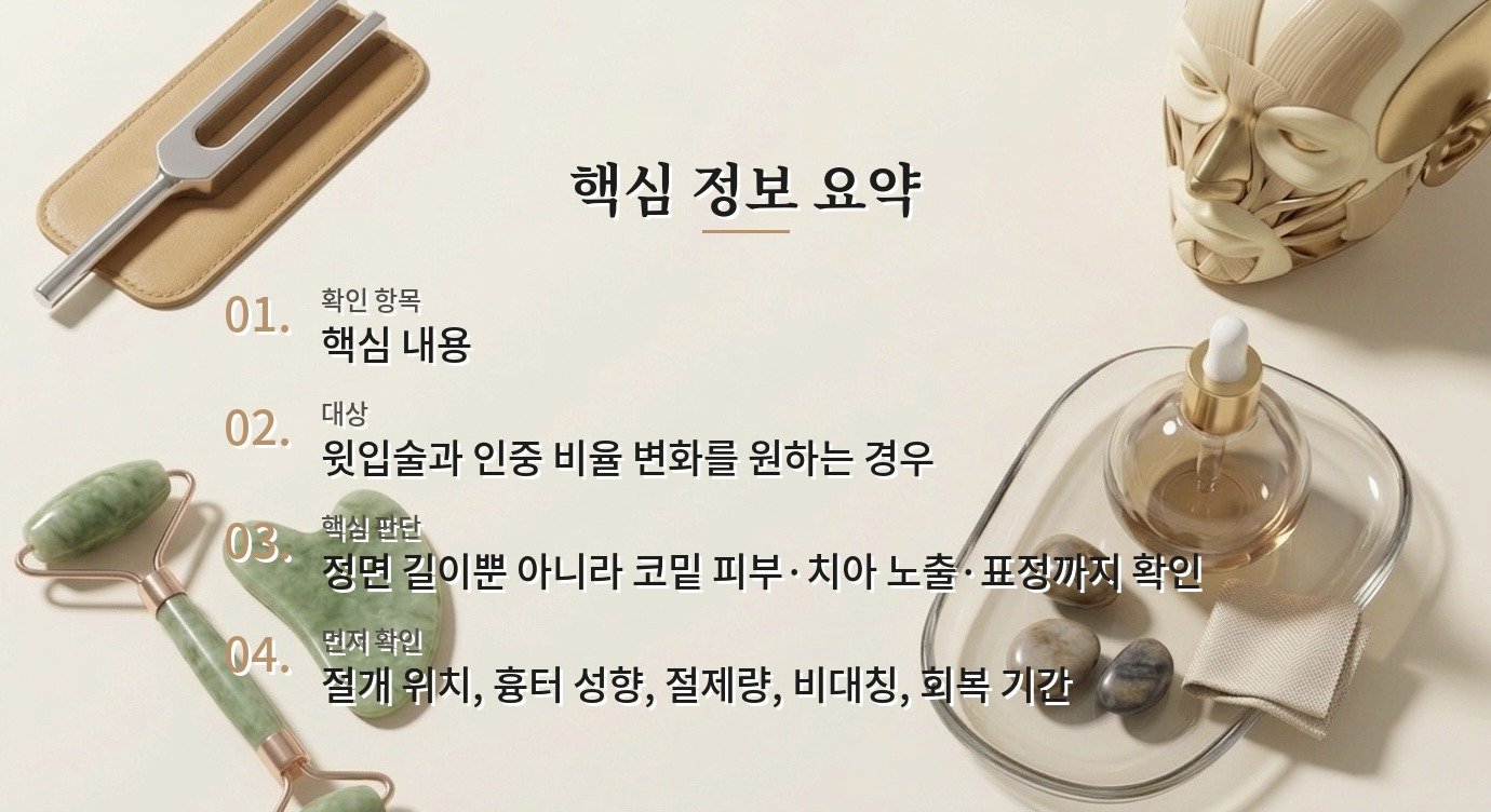 인중축소 수술 전 흉터 위치와 표정 변화를 확인하는 법 비교 가이드