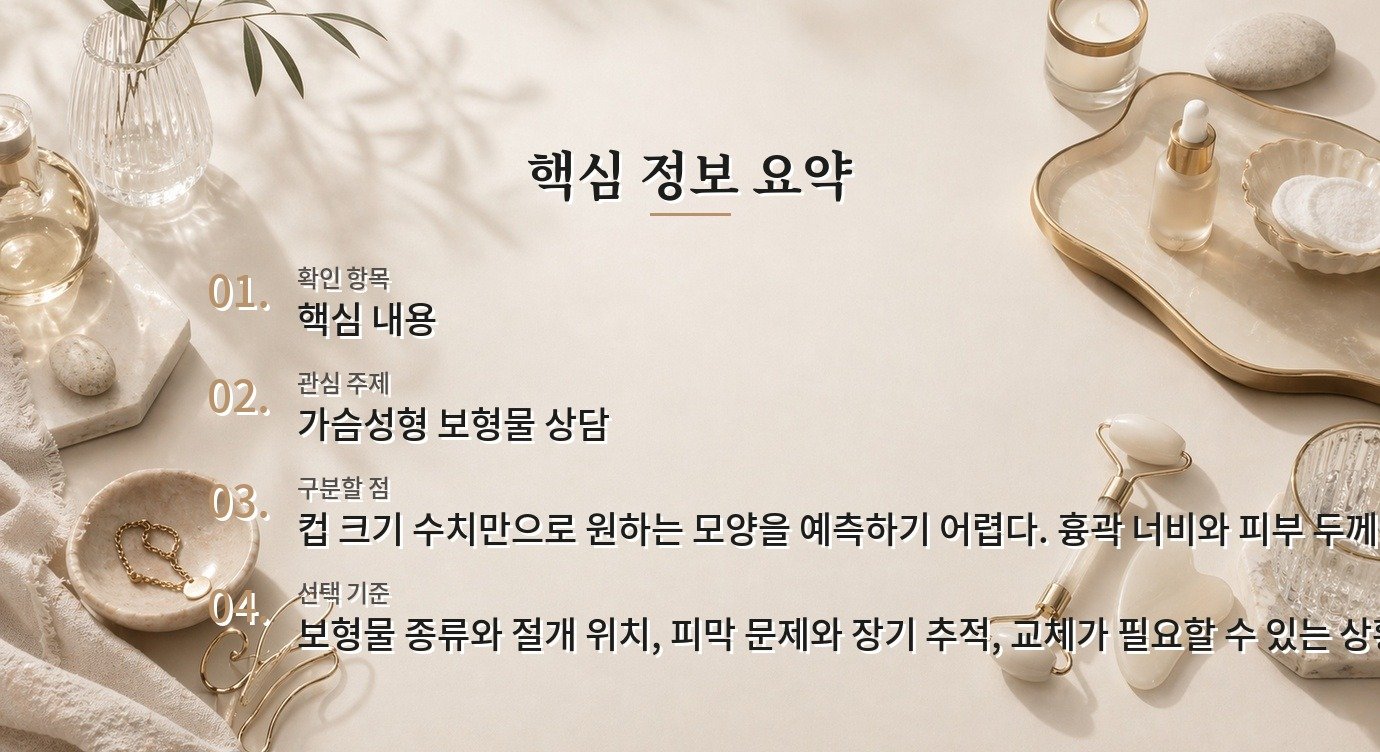 가슴성형 보형물 선택, 크기 외에 확인할 기준 비교 가이드