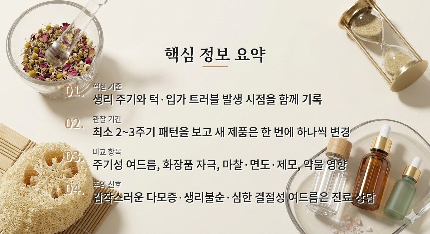 생리 전 턱 여드름, 매달 같은 시기에 올라올 때 기록할 것 비교 가이드