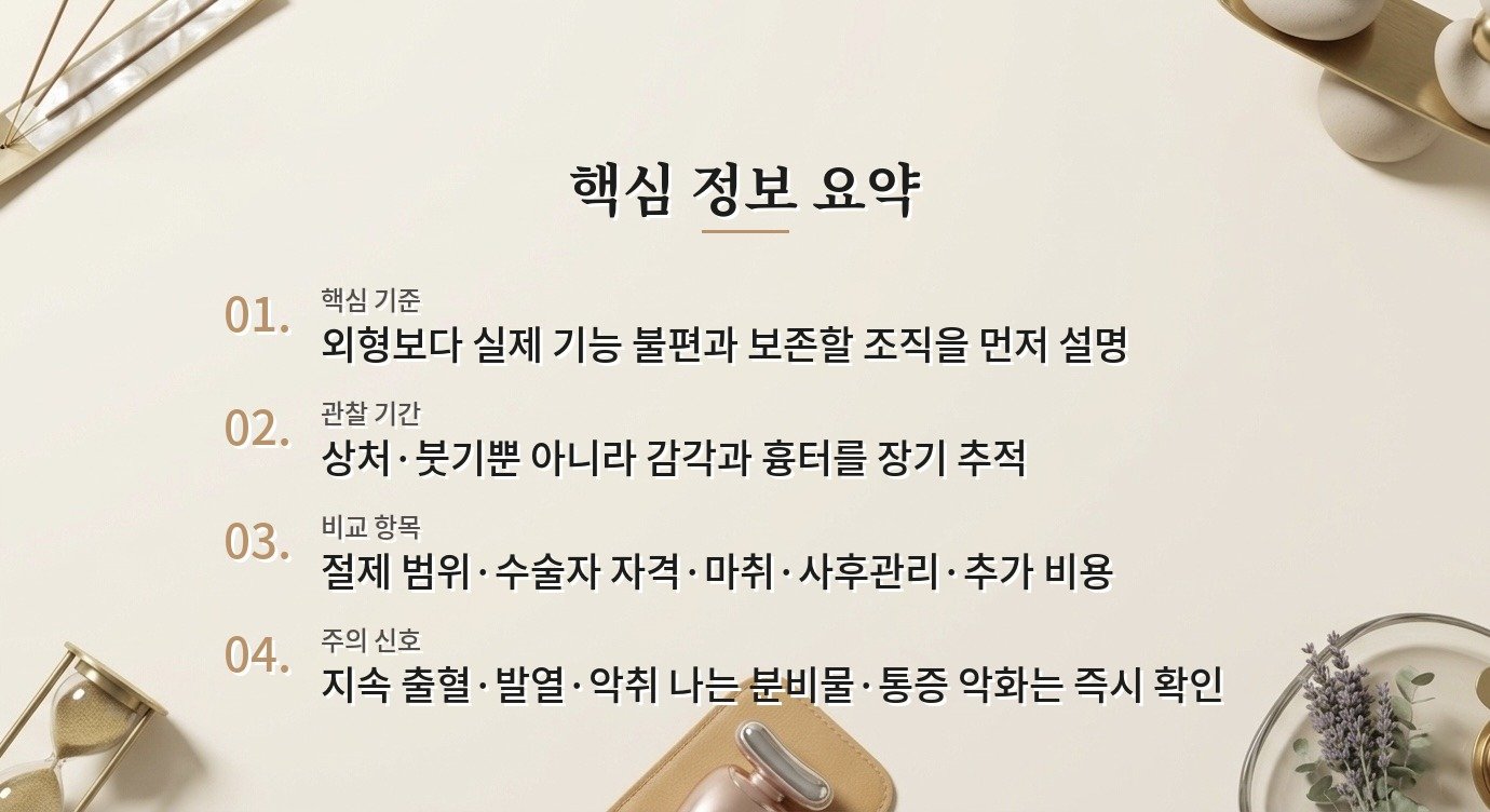 소음순수술 병원, 모양보다 기능 불편·흉터·감각 설명을 비교하는 법 비교 가이드