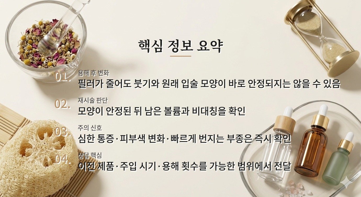 입술 필러를 녹인 뒤 다시 맞고 싶다면, 잔여 필러와 붓기를 먼저 구분해야 하는 이유 비교 가이드