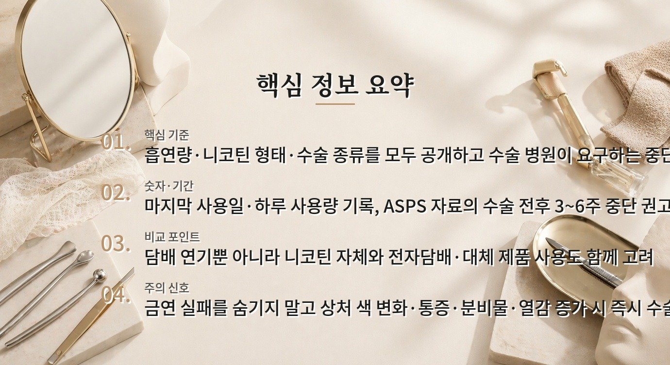 남자 성형수술 전 금연은 얼마나 해야 하나요? 비교 가이드