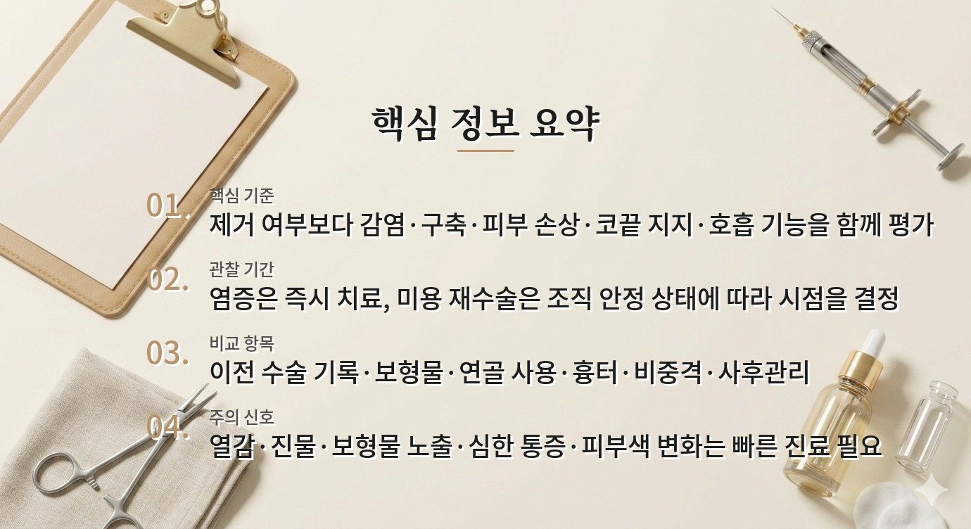 남자 코 보형물 제거 병원, 구축·염증·피부 얇아짐 설명을 비교할 항목 비교 가이드