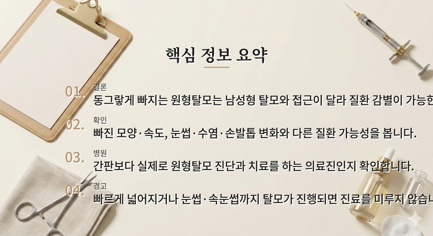 남자 원형탈모는 탈모클리닉보다 피부과를 먼저 가야 하나요? 비교 가이드