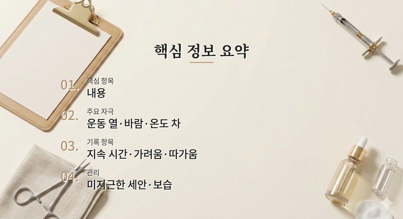러닝 후 볼이 얼룩덜룩 붉어지는 남자, 땀보다 온도 변화를 기록할 때 비교 가이드