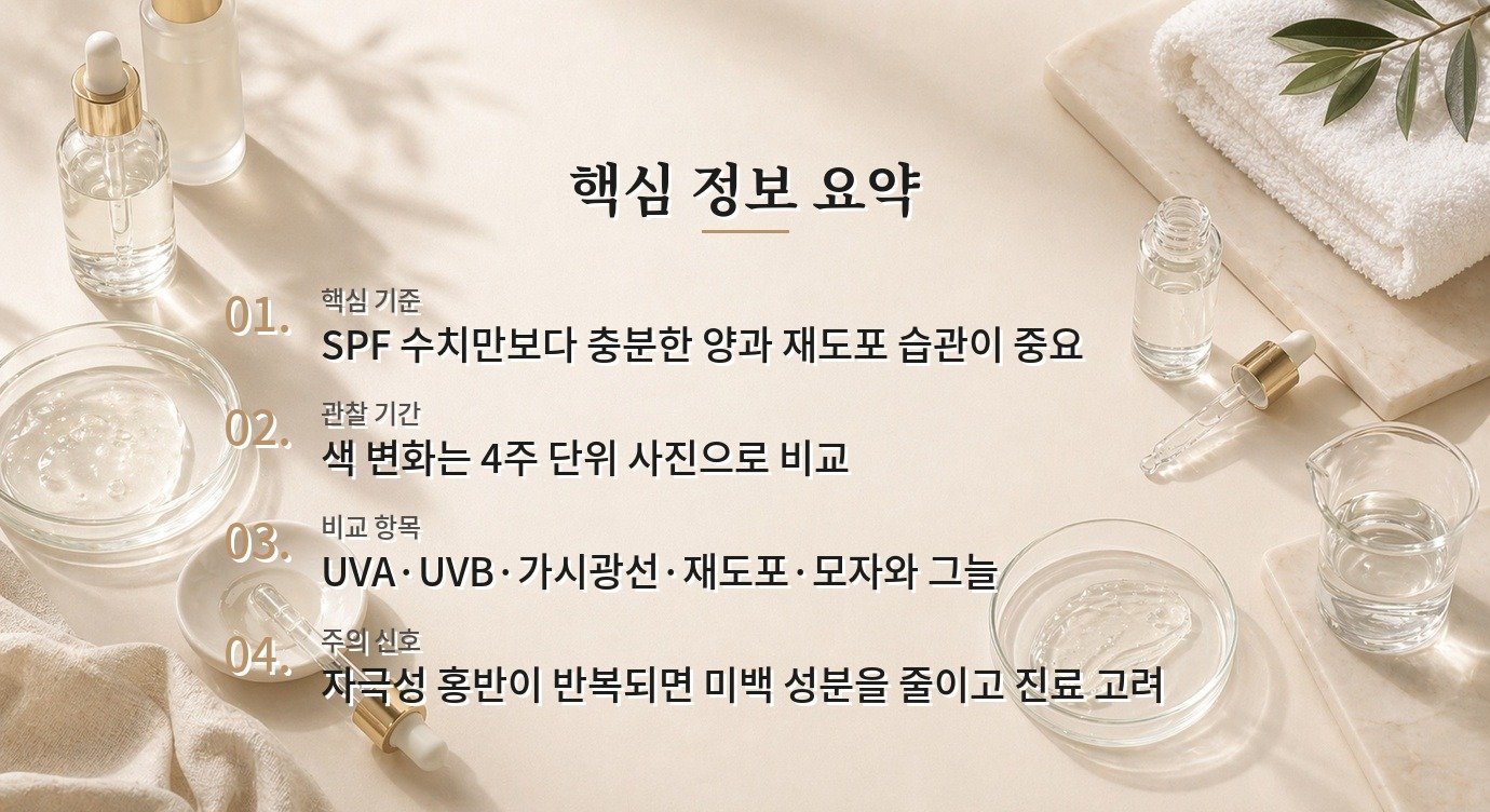 기미 피부 자외선 차단, SPF 숫자보다 재도포와 가시광선까지 보는 이유 비교 가이드
