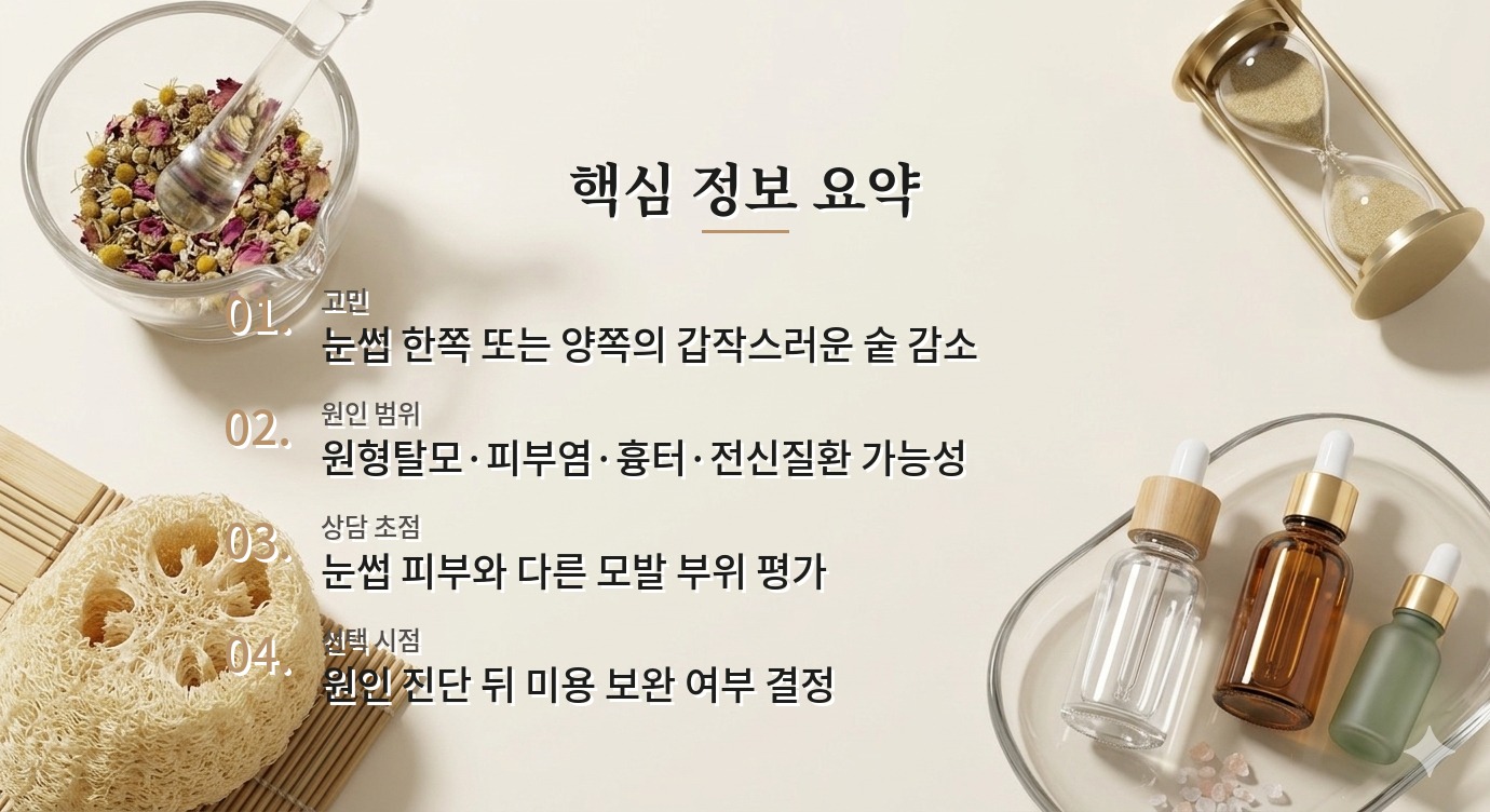 남자 눈썹 숱이 갑자기 줄었다면, 문신 전에 원인 진료부터 받아야 할까? 비교 가이드