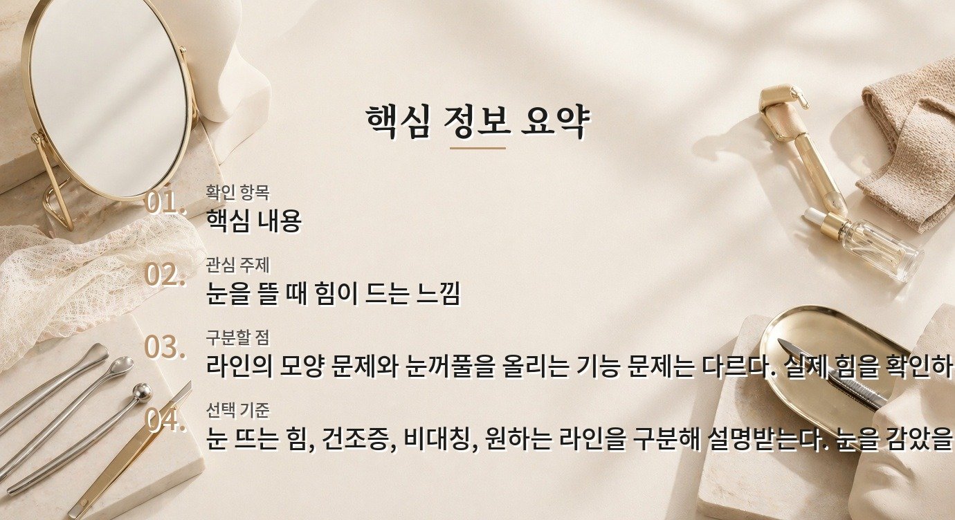 눈매교정과 쌍꺼풀 수술, 여성 상담에서 다른 점 비교 가이드