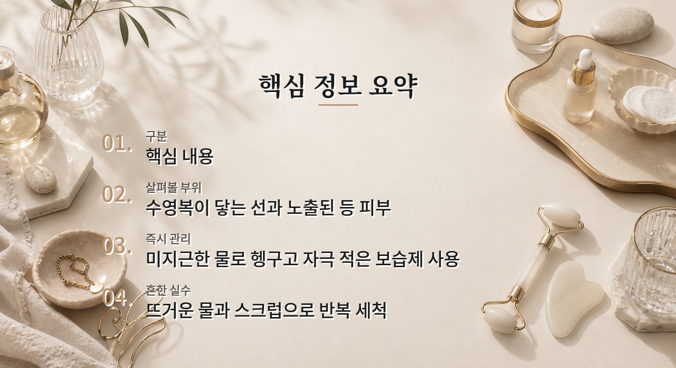 수영장 다녀온 뒤 등이 간지럽다면, 수영복과 샤워 습관 점검하기 비교 가이드