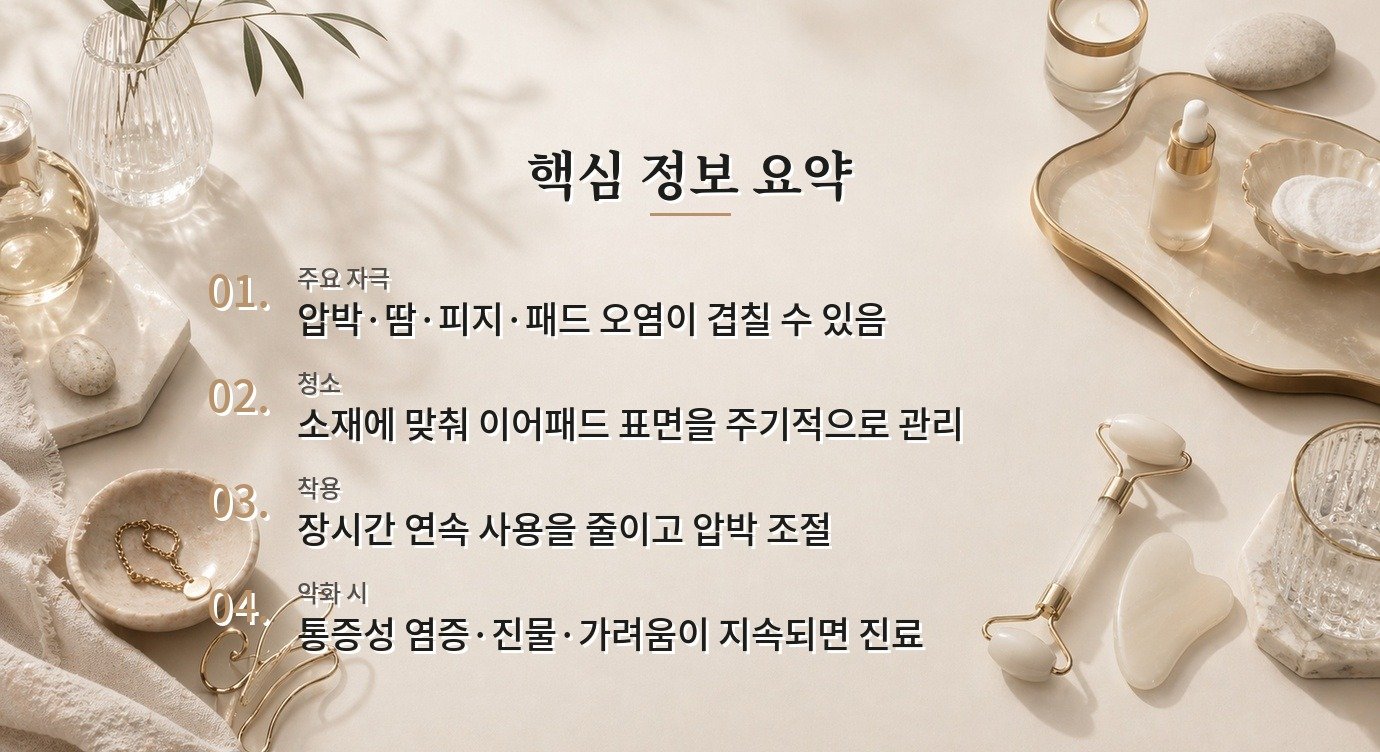 헤드셋 이어패드가 닿는 귀 앞과 관자놀이에 트러블이 생길 때 비교 가이드