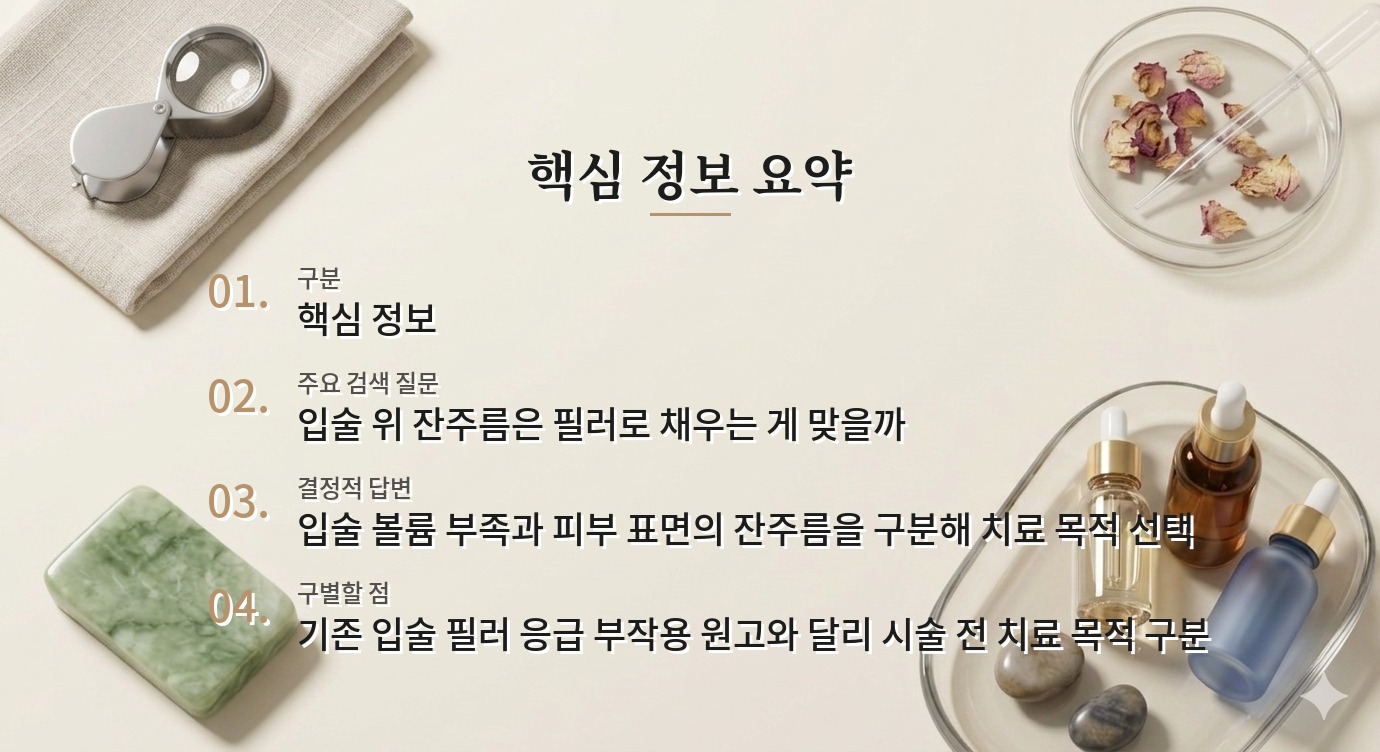 입술 세로주름 병원 비교, 필러와 피부 표면 치료를 나눠 상담하기 비교 가이드