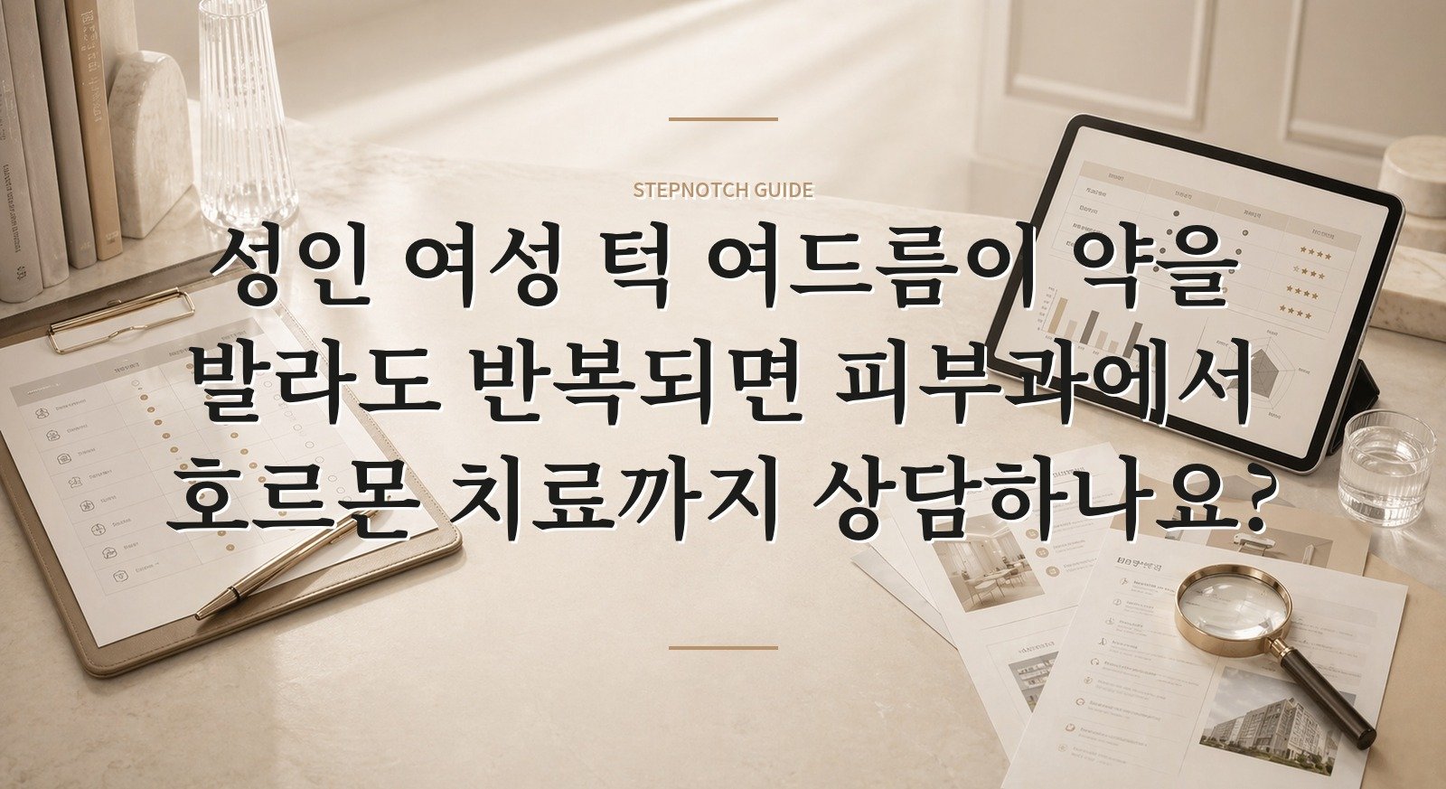 성인 여성 턱 여드름이 약을 발라도 반복되면 피부과에서 호르몬 치료까지 상담하나요?