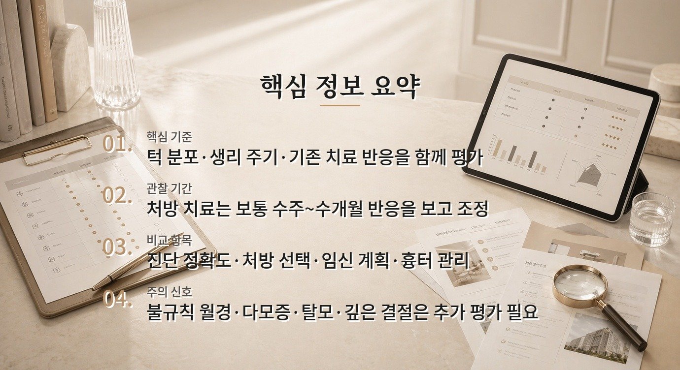 성인 여성 턱 여드름이 약을 발라도 반복되면 피부과에서 호르몬 치료까지 상담하나요? 비교 가이드
