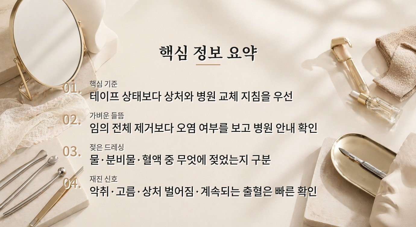 수술 부위 테이프가 젖거나 들뜨면 바로 떼어야 하나요? 비교 가이드