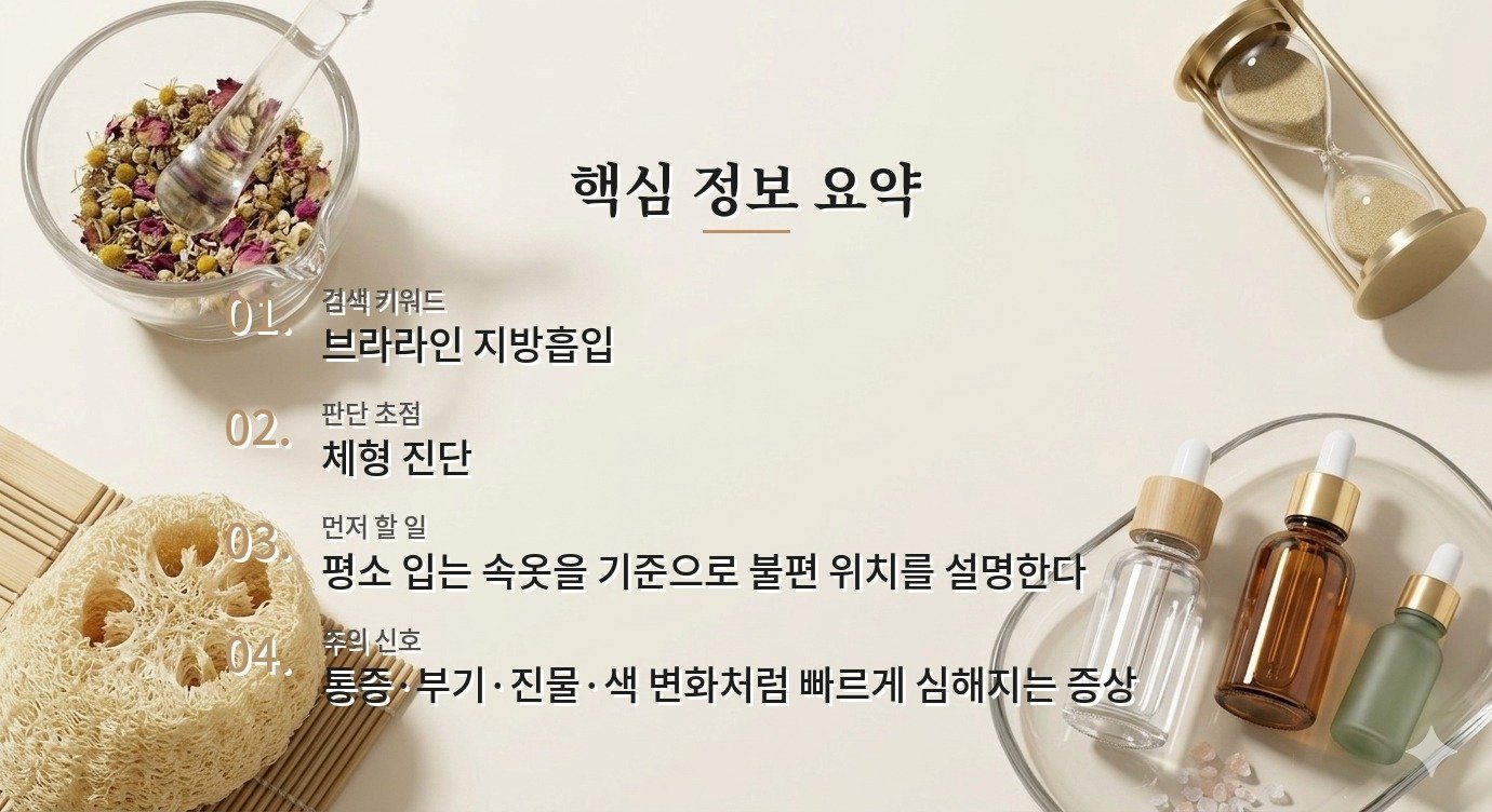 브라라인 지방흡입, 속옷 자국과 실제 지방 분포를 구분하는 상담법 비교 가이드