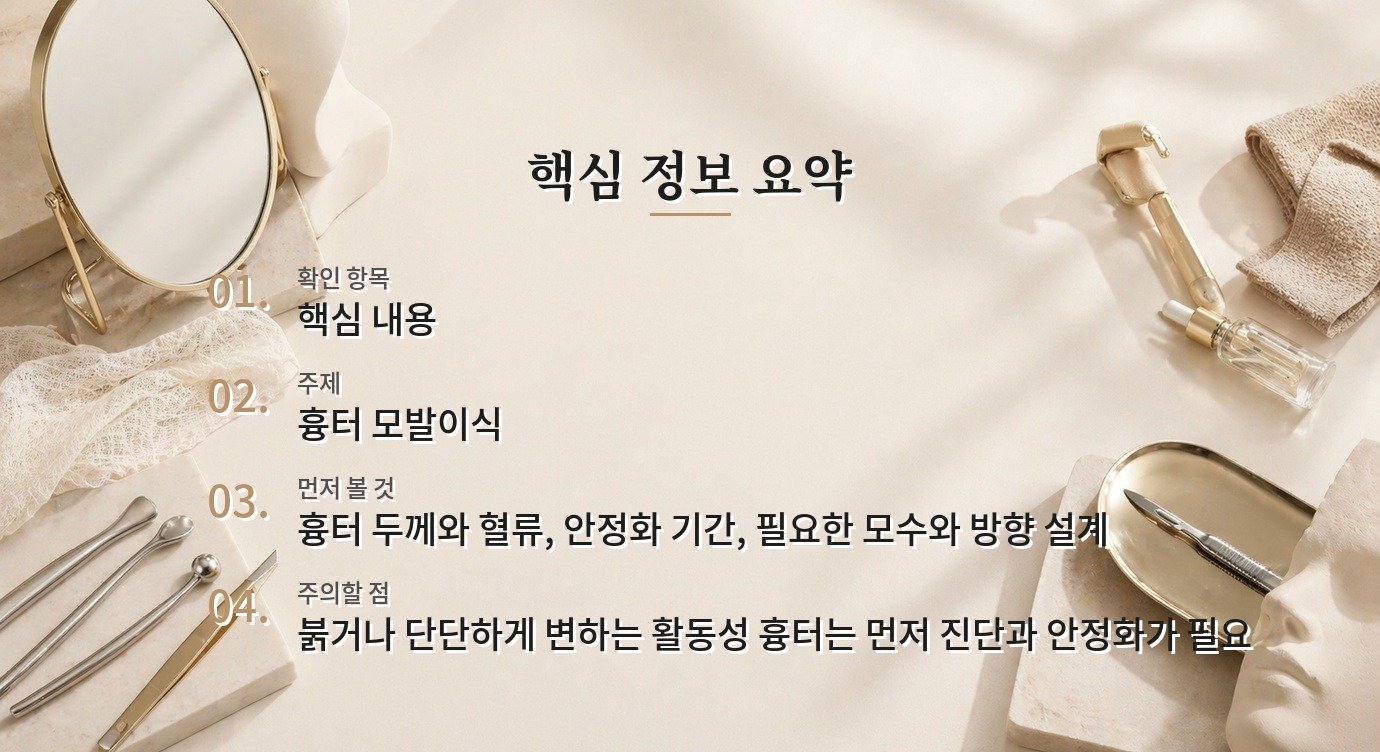 절개 흉터에 모발이식할 때 생착보다 먼저 확인할 조건 비교 가이드