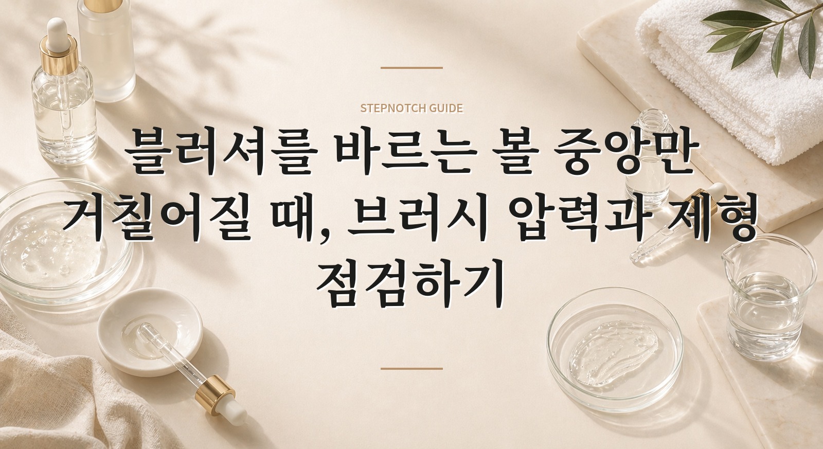 블러셔를 바르는 볼 중앙만 거칠어질 때, 브러시 압력과 제형 점검하기