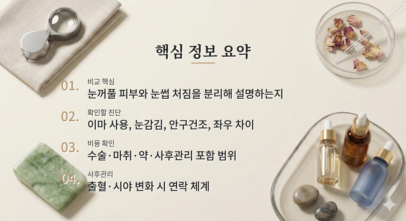 남자 상안검 수술 병원 비교, 쌍꺼풀 선보다 눈썹과 피부 처짐 설명을 듣는 법 비교 가이드
