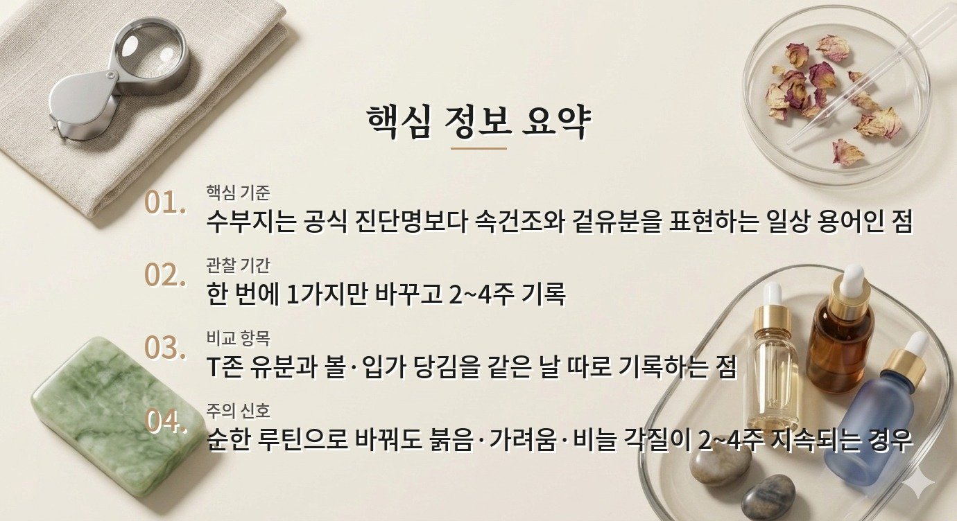 남자 수부지 피부, 이마는 번들거리는데 볼은 당길 때 루틴 조정법 비교 가이드