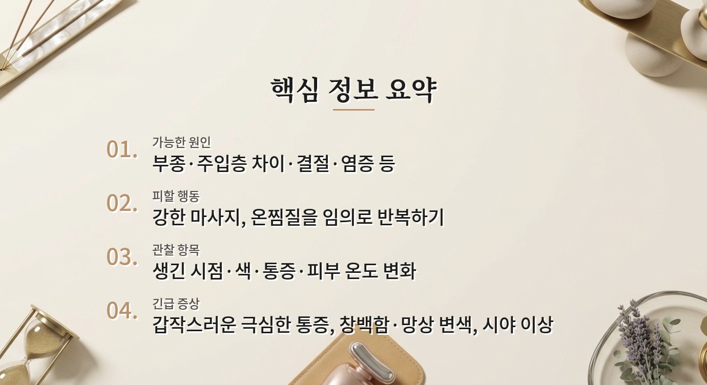 이마 필러 후 표면이 울퉁불퉁할 때, 붓기·결절과 혈관 위험 구분하기 비교 가이드