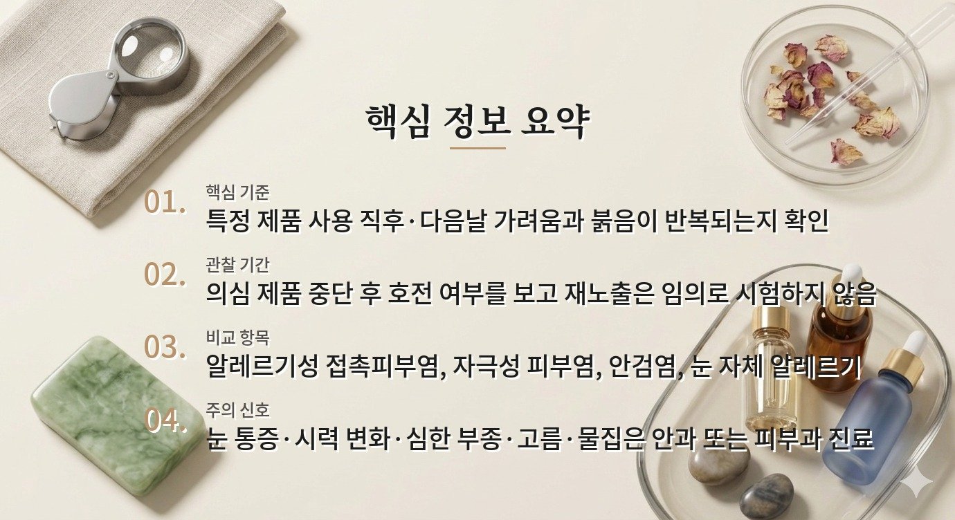 아이섀도우를 바르면 눈꺼풀이 가렵다면 화장품 알레르기일까요? 비교 가이드