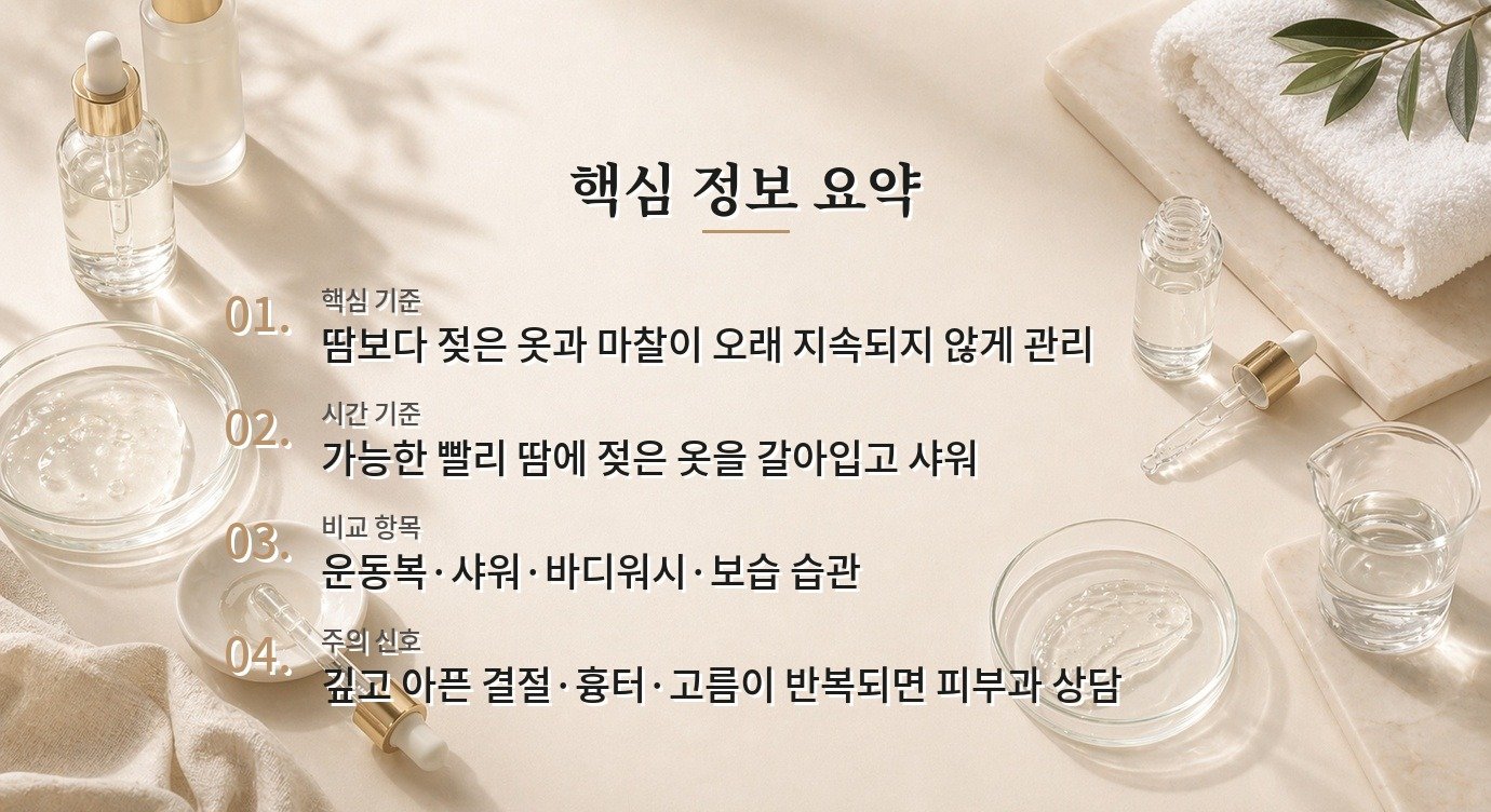 헬스 후 바로 샤워 못 할 때, 남자 등·가슴 트러블 줄이는 임시 루틴 비교 가이드