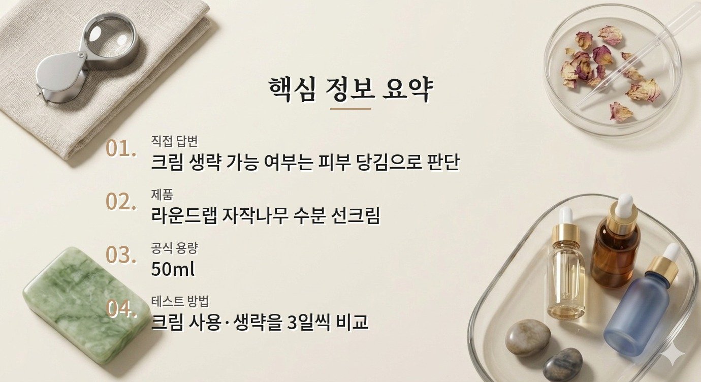 라운드랩 자작나무 수분 선크림은 건성 피부에 크림 없이 써도 될까요? 비교 가이드