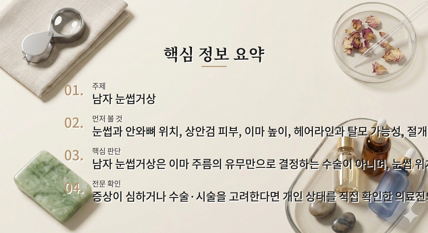 남자 눈썹거상은 이마 주름이 있어야 하는 수술인가요? 비교 가이드